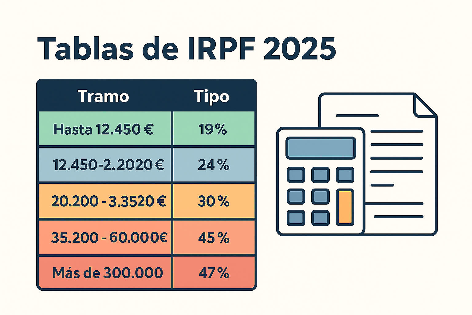 Tablas IRPF 2025: tramos y retención